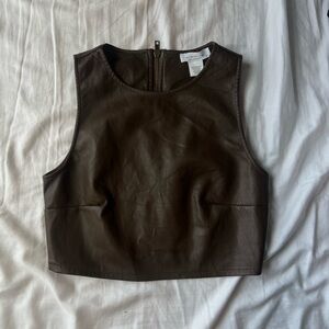 Chic Brown Leather Tank Top